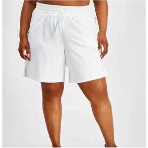 ID Ideology Plus Size Comfort Flow High Rise Shorts Womens 1X Bright White New